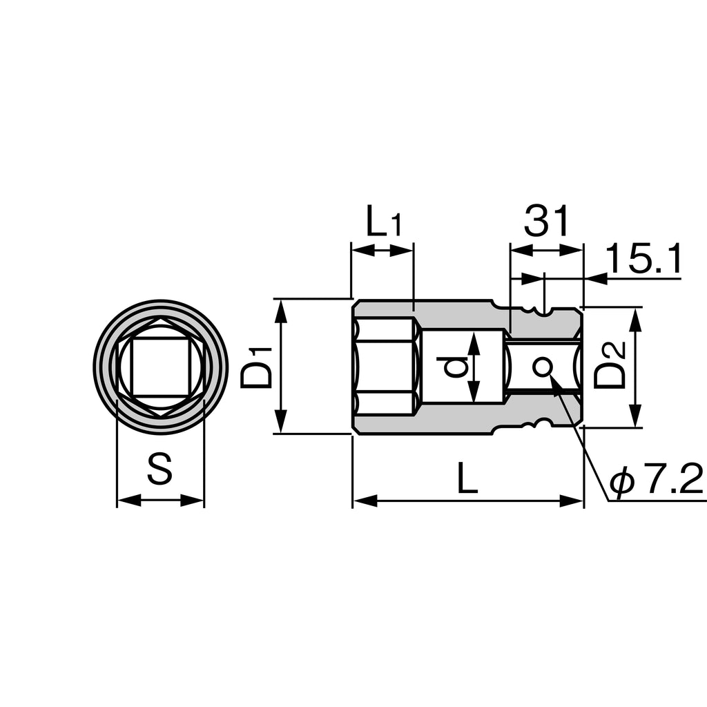 TONE Long Impact Socket (6-Point, 1" Drive) 8NV-L150 Series