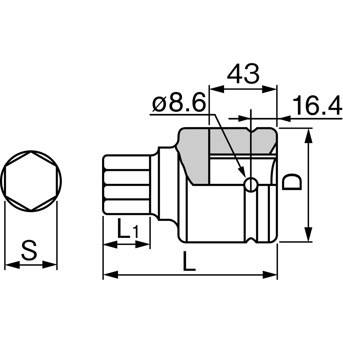 TONE 1-1/2" Drive Impact Hexagon Socket 12AH Series