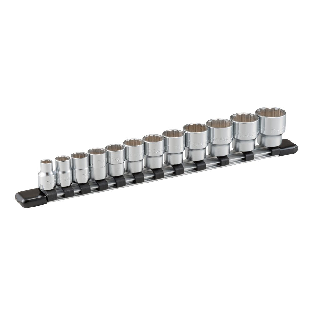 TONE Socket Set (12-Point, 3/8" Drive), with Socket Holder HD312A