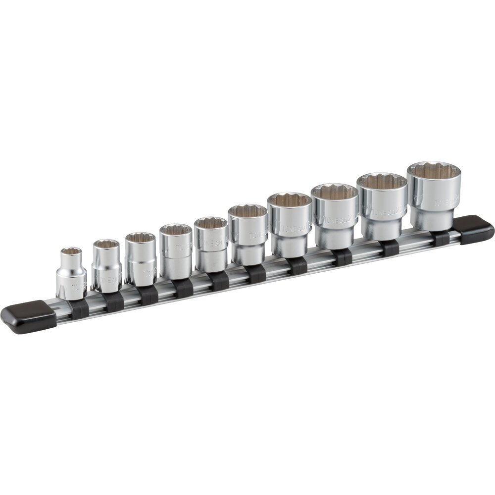 TONE Socket Set (12-Point, 3/8" Drive), with Socket Holder HD310A