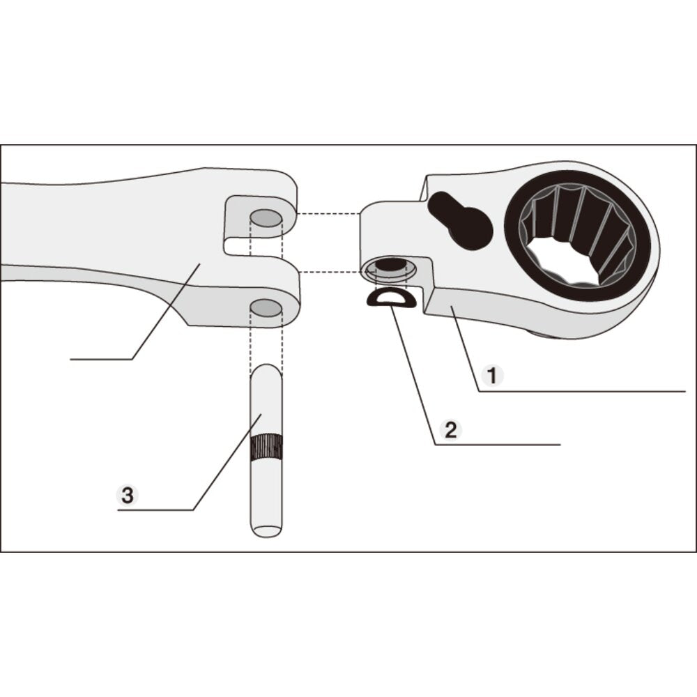 TONE Repair Kit for Ratchet Ring Wrench, Long, Flex Head RK-RMA14