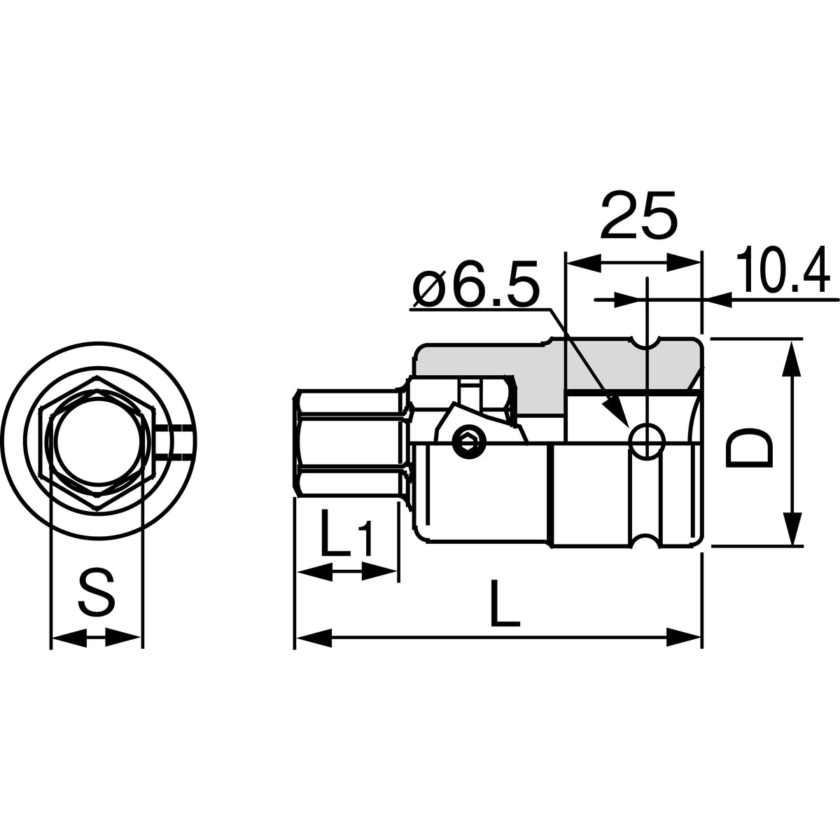TONE 3/4" Drive Impact Hexagon Socket (Interchangeable Type) 6AH-H Series