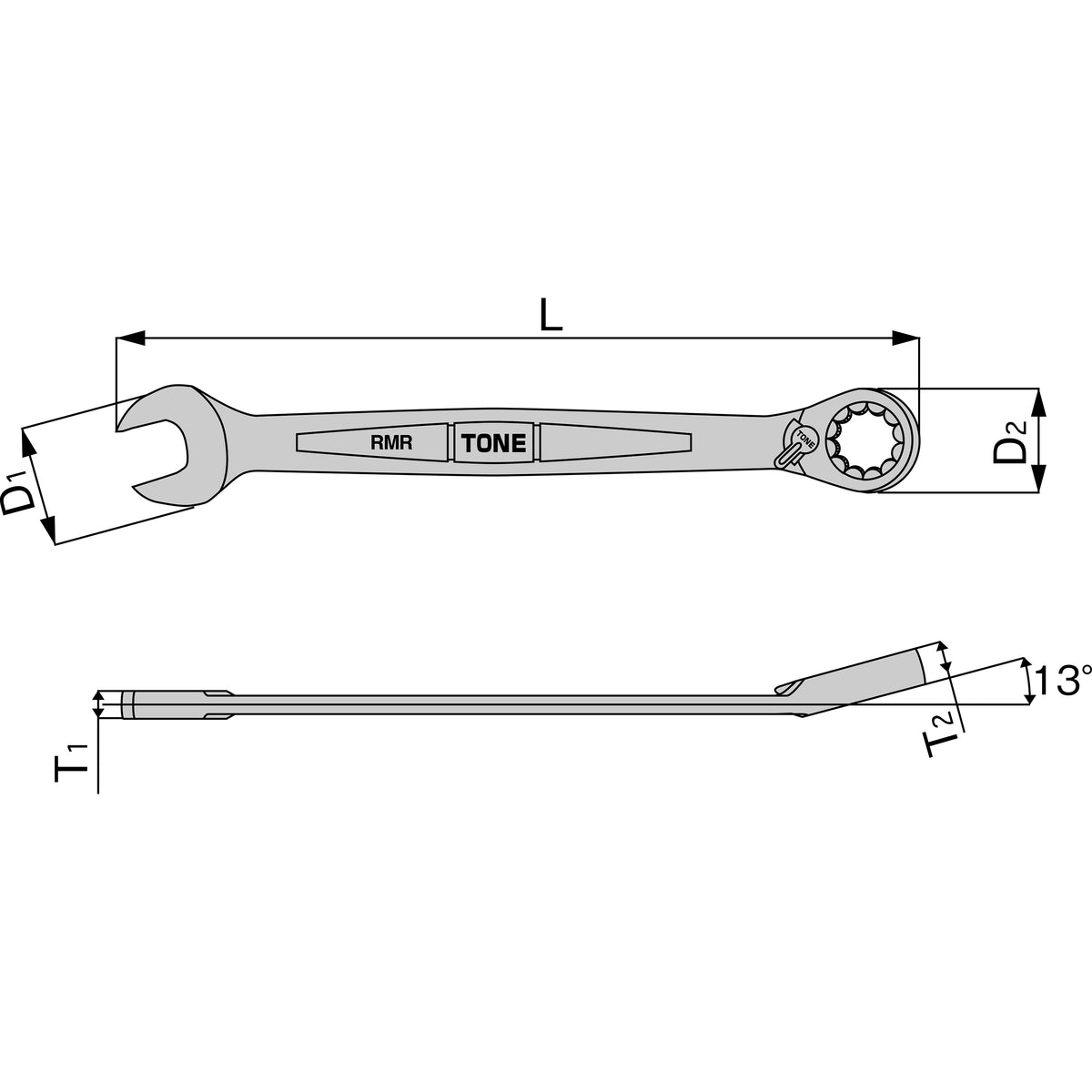 TONE Ratchet Ring Wrench, Reversible Offset RMR Series