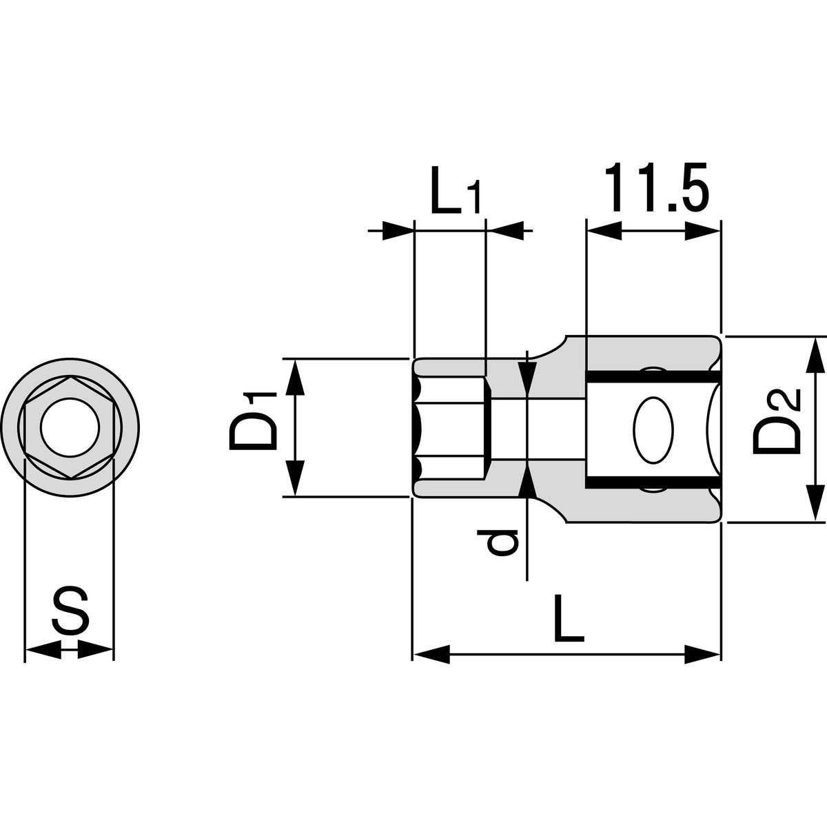 TONE Stainless Steel Socket (6-Point, 3/8" Drive, Inch Sizes) S3SB Series