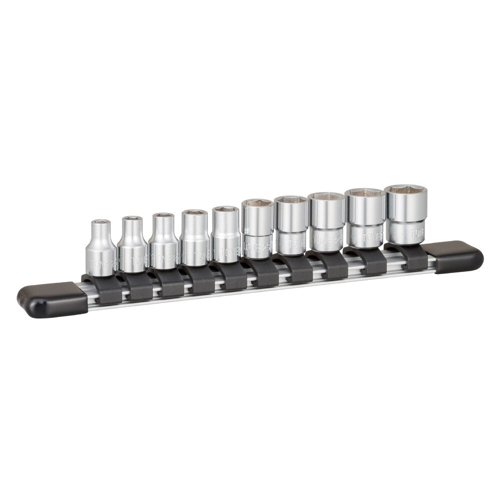 TONE Socket Set (6-Point, 1/4" Drive), with Socket Holder HS210