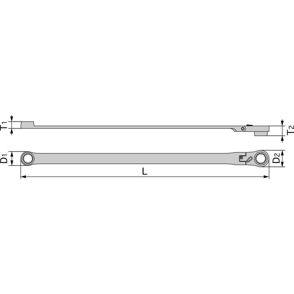 TONE Ratchet Ring Wrench, Long, Flex Head RMA-L Series