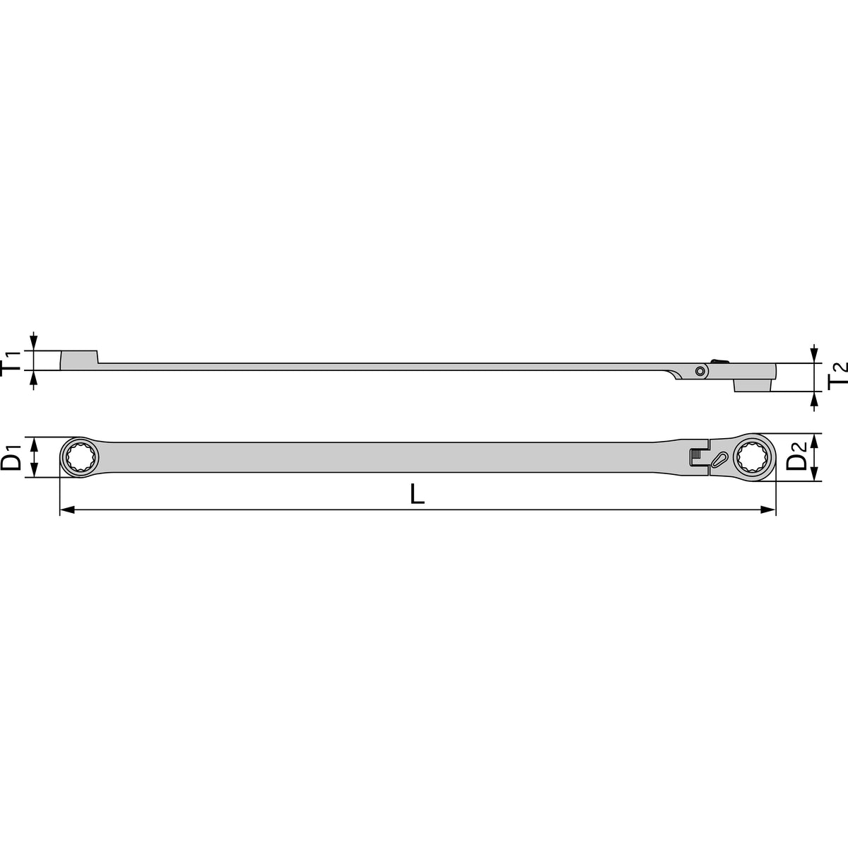 TONE Ratchet Ring Wrench, Long, Flex Head RMA-L Series