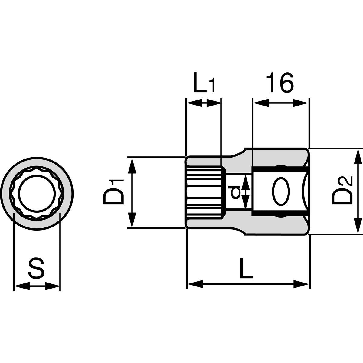 TONE Socket (12-Point, 1/2" Drive) 4D Series