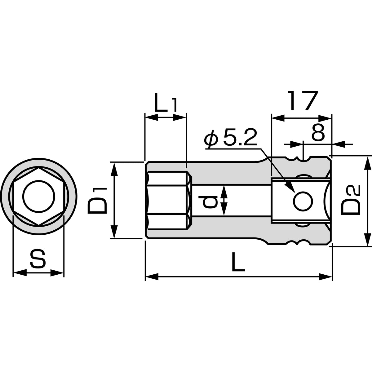 TONE Long Impact Socket (6-Point, 1/2" Drive) 4NV-L100 Series