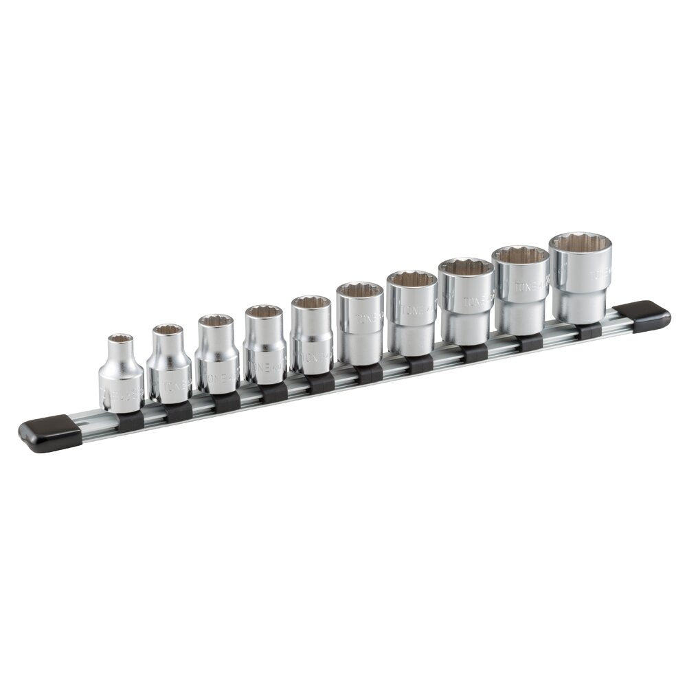 TONE Socket Set (12-Point, 1/2" Drive), with Socket Holder HD410