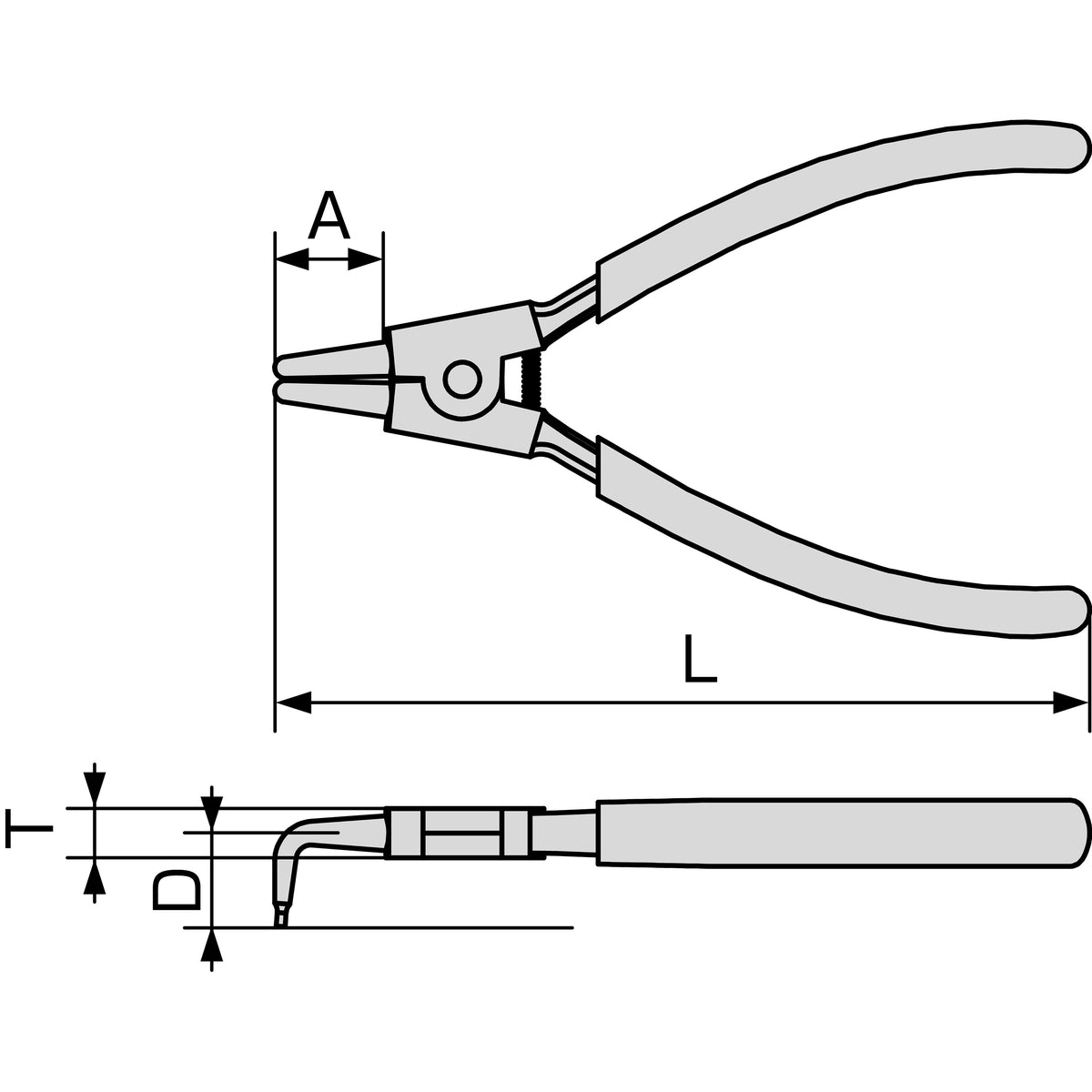 TONE Snap Ring Pliers, External, Bent Tip SRPS Series