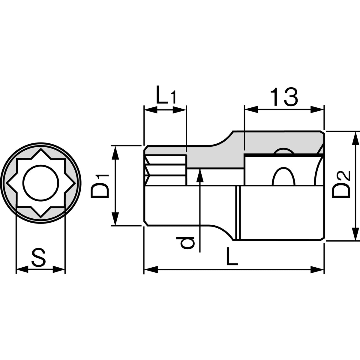 TONE Dual Square Socket (8-Point, 3/8" Drive) 3E Series