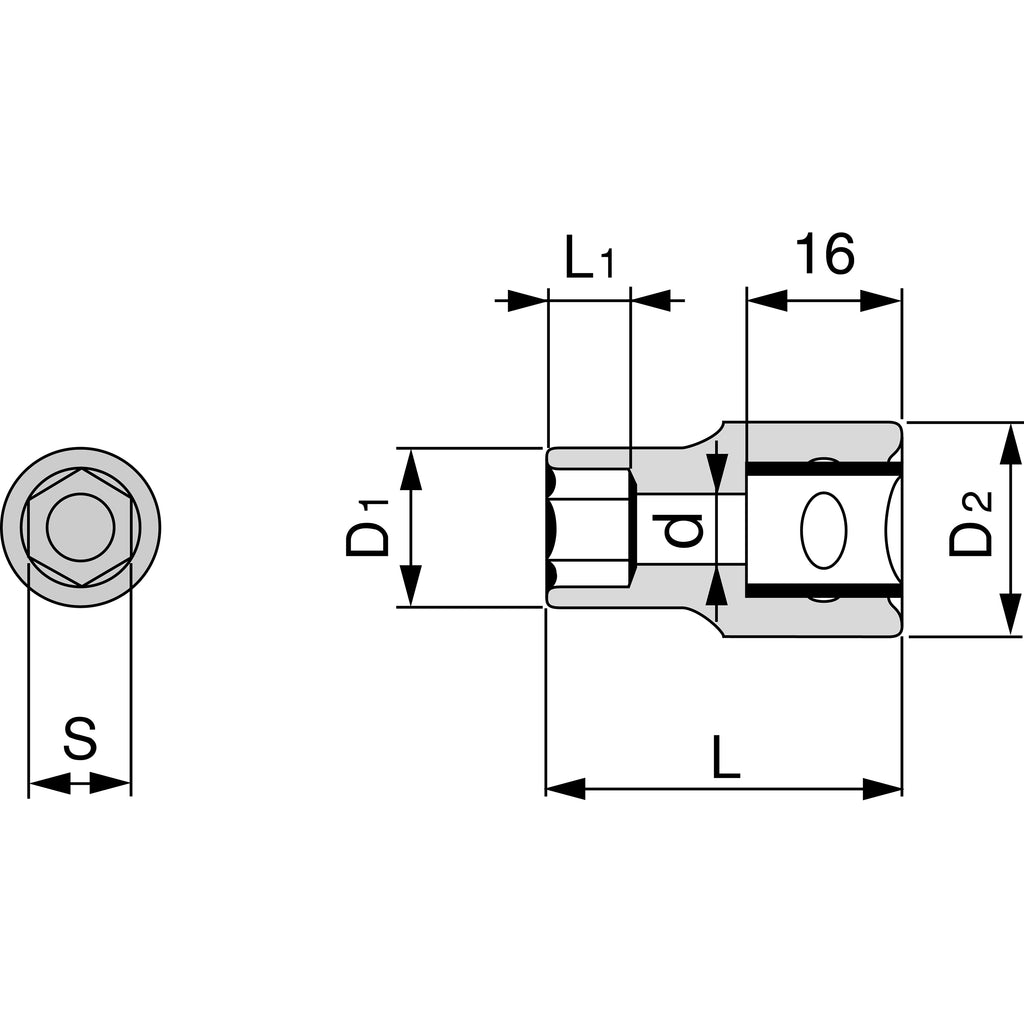 TONE Stainless Steel Socket (6-Point, 1/2" Drive) S4V Series