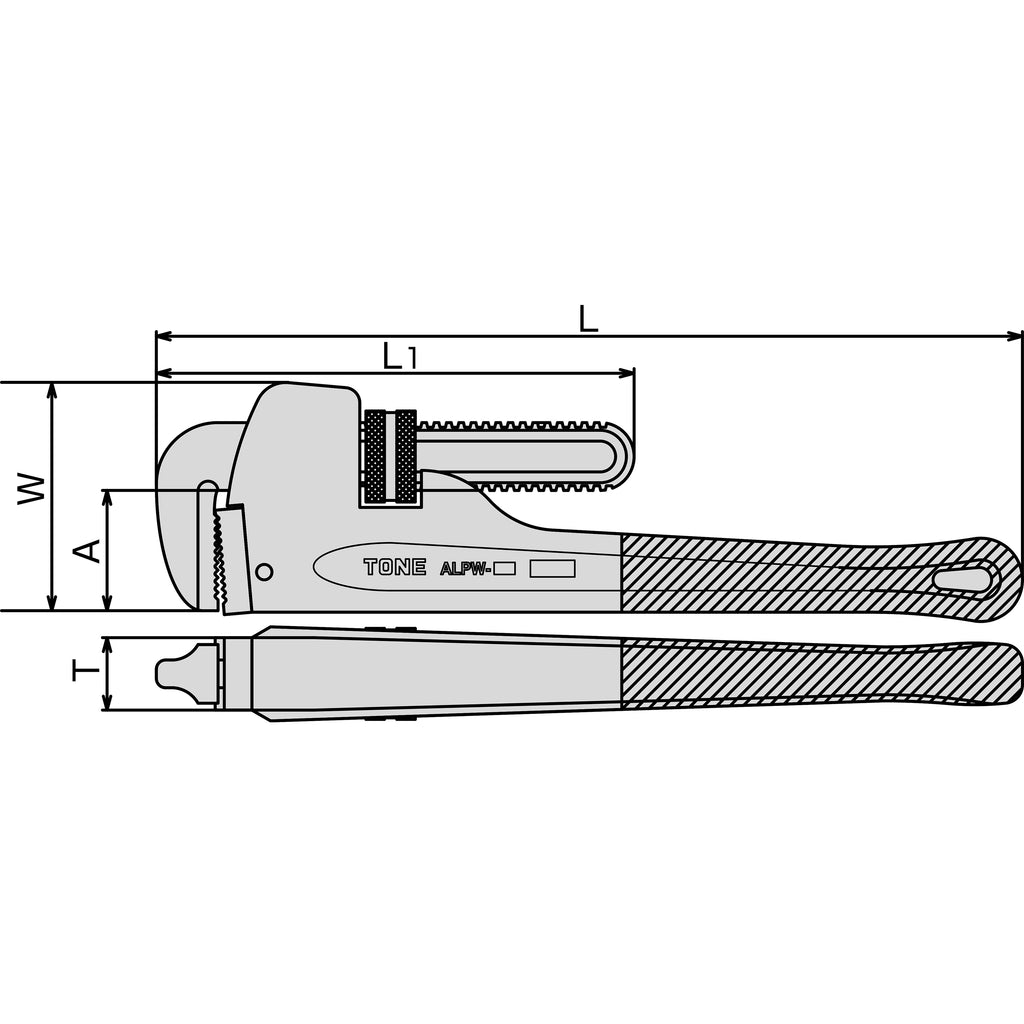 TONE Aluminum Pipe Wrench ALPW Series